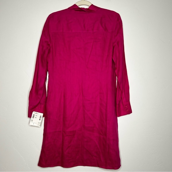 NWT Classiques Entier Fuchsia Long Line Shirt Tunic Size Medium 100% Linen - Picture 2 of 14